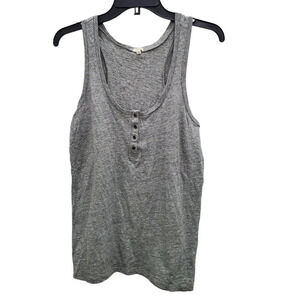 J. Crew Factory Women's Heathered Gray Oversized Henley Sleeveless Tank Top Sz S